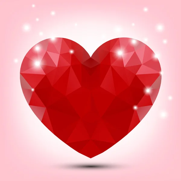 Corazón rojo poligonal San Valentín — Archivo Imágenes Vectoriales