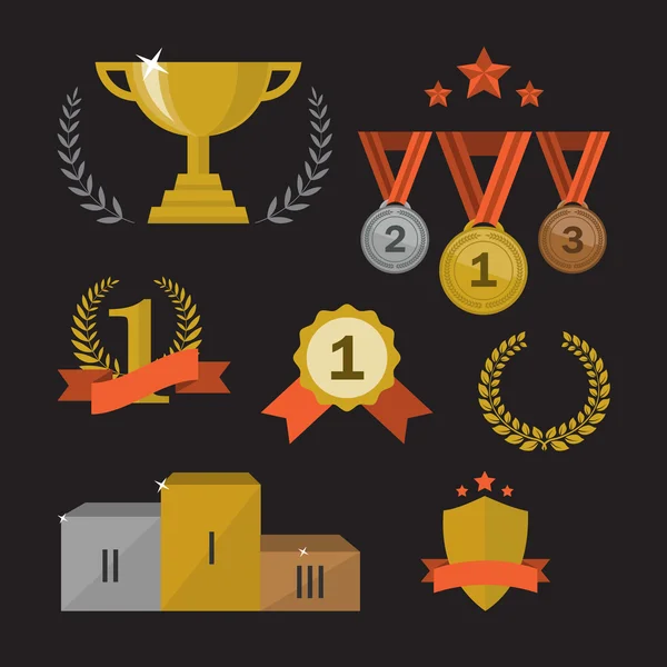 Trophy and awards set — Stock Vector