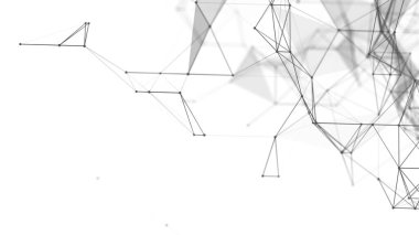 Bağlı nokta ve çizgilerle soyut illüstrasyon. Dijital ağ arka planı. 3B görüntüleme.