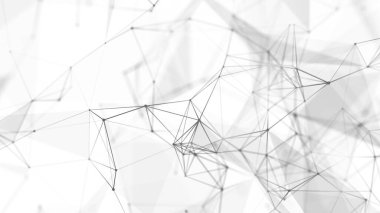 Bağlı nokta ve çizgilerle soyut illüstrasyon. Dijital ağ arka planı. 3B görüntüleme.