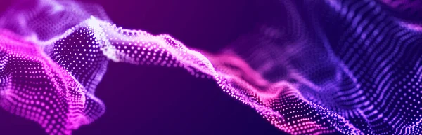 Abstrakter Wellenhintergrund Mit Vielen Glühenden Teilchen Musikalische Welle Digitaler Netzwerkhintergrund — Stockfoto