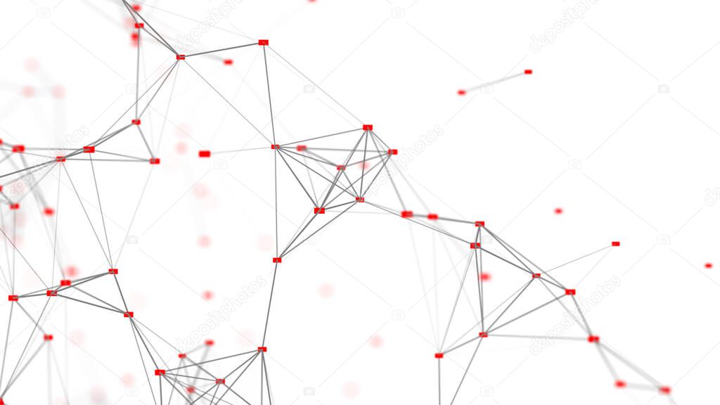 Abstract illustration with connected dots and lines. Digital network background. 3D rendering. 