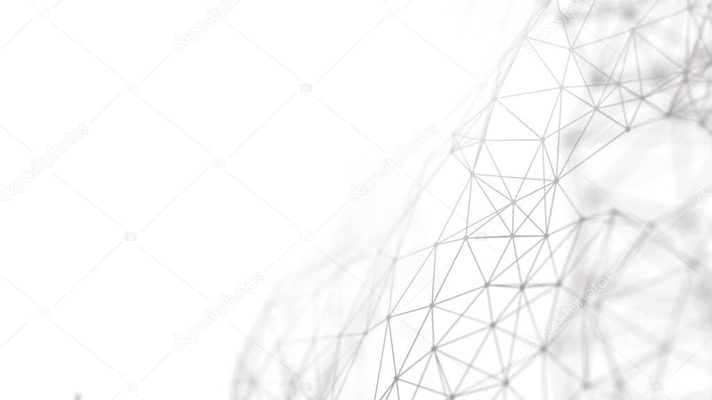 Digital technological background. Abstract structure with connected dots and lines. 3D rendering