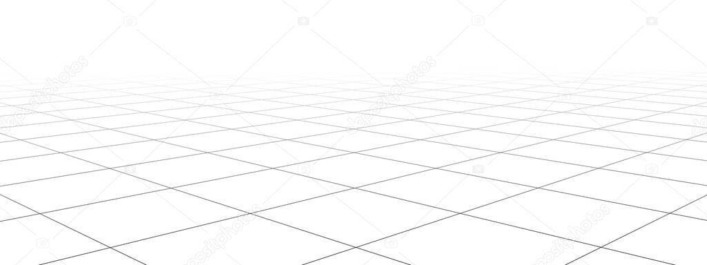 Perspective mesh background. Simple lines on a white background. Vector illustration. EPS 10