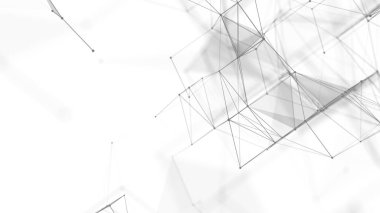 Bağlı nokta ve çizgilerle soyut illüstrasyon. Dijital ağ arka planı. 3B görüntüleme