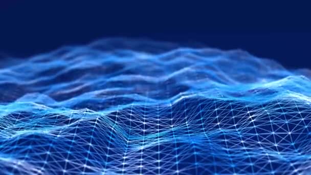 Abstract Digital Background Big Data Stream Wave Movement Connected Lines — Stock Video