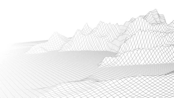 Wireframe Landschaft Hintergrund Detaillierte Linien Auf Weißem Hintergrund Vektorillustration Eps — Stockvektor