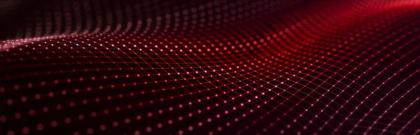 Teilchenstrom Roter Wellenhintergrund Mit Vielen Glühenden Teilchen Hintergrund Der Informationstechnologie — Stockfoto