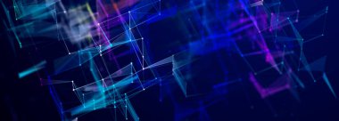 Teknoloji tarzında soyut gelecek geçmişi. Pleksus dijital duvar kağıdı. Noktaları ve çizgileri birleştiriyorum. Afişler için iyi. 3B görüntüleme