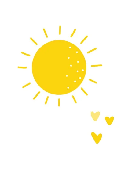 Doodle Sun Cute Heards Hand Drawn Kids Illustration — Stock Photo, Image