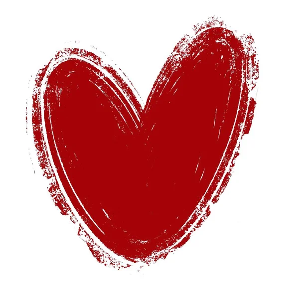 Велике Червоне Серце Рука Намальована Ілюстрація Ізольовані Ілюстрація Серце Дизайну — стокове фото
