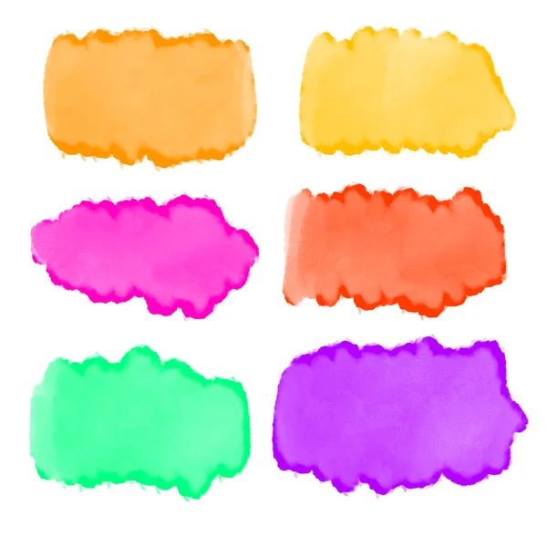 Kolorowe Plamy Akwarelowe Puste Szablony Projektowania Tęczowe Kolory — Zdjęcie stockowe