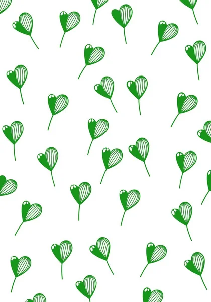 Botany Pattern Leaves Flowers Background Green Color Pattern — Stock Photo, Image
