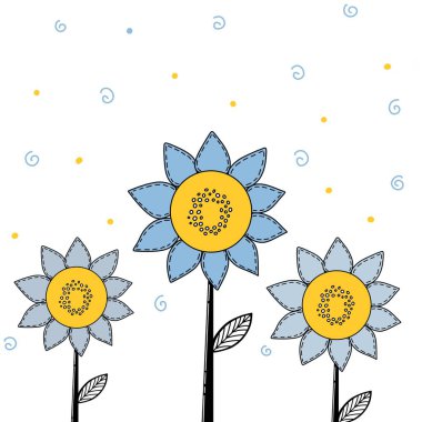 Desen çiçekleri arka plan kartpostal çerçevesi, kopyalama alanı