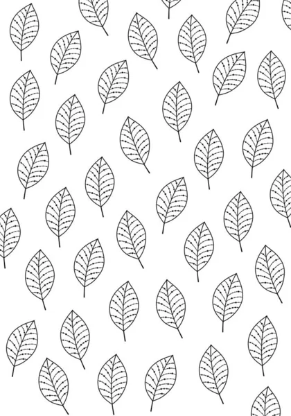 Leaves Botany Repeat Pattern Simple Black White Pattern — Stock Photo, Image