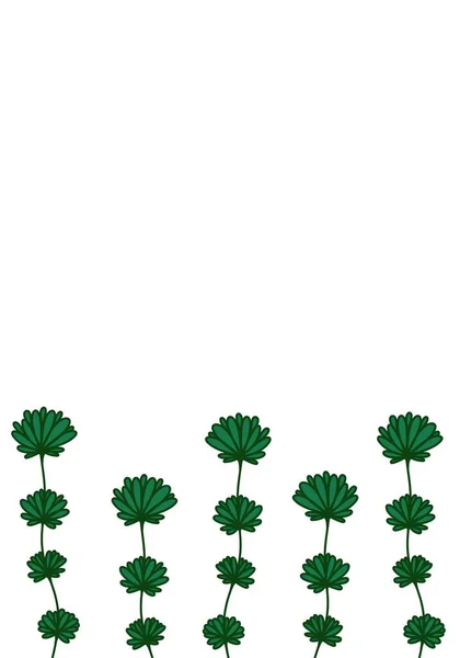 Patroon Bloemen Groene Planten Frame Uitnodiging Kaart — Stockfoto