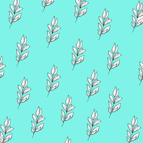 Pattern Flowers Branches Plants Blue Background Repeated — Stock Photo, Image