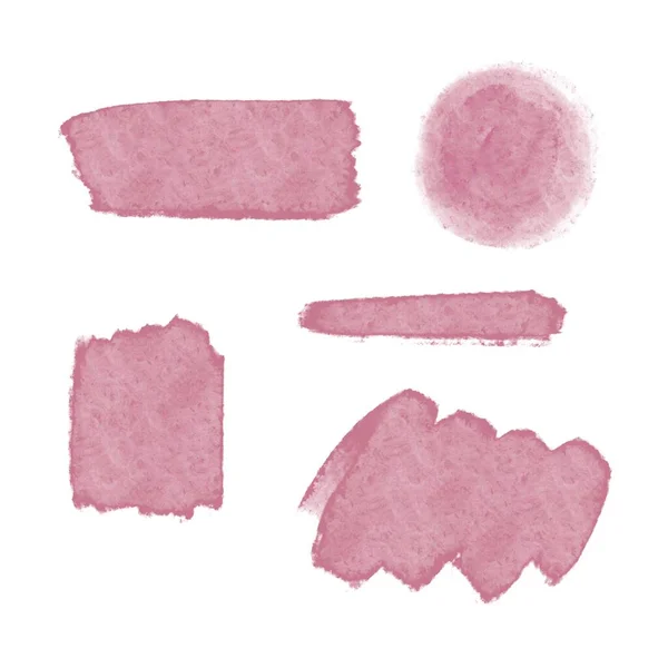 Aquarelvlekken Pastel Roze Imitatie Penseel Set — Stockfoto