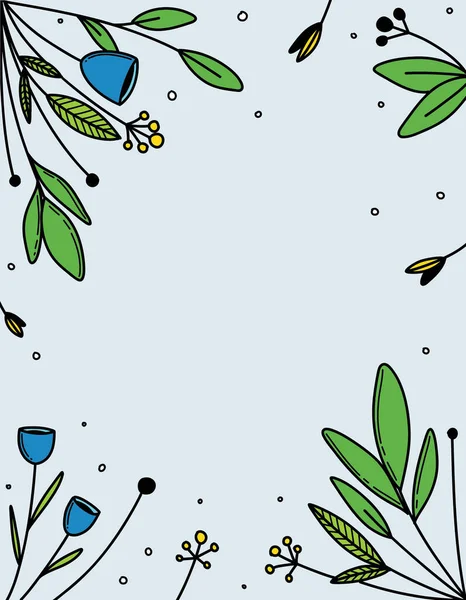 Frame Blank Background Minimalism Botany Flowers Blue Background Copy Space — Stock Photo, Image