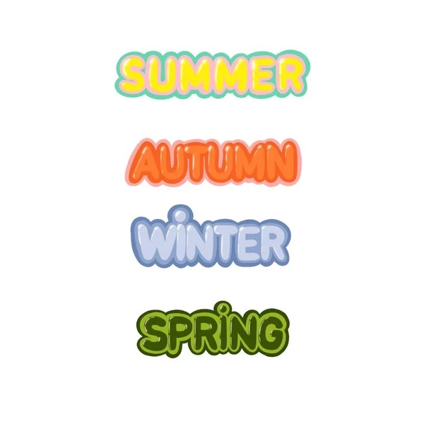 Colorful Seasons Icons Summer Autumn Winter Spring Text — Stock Photo, Image