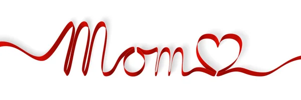 Red ribbon forming the word 'mom', isolated on white — Stock Photo, Image