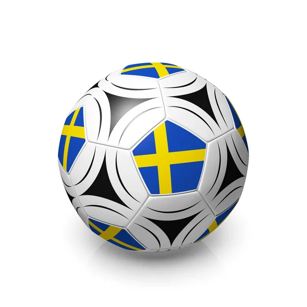 Fußball mit schwedischer Flagge — Stockfoto