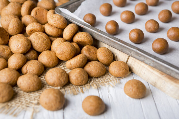 Homemade pepernoten or kruidnoten for Dutch holiday Sinterklaas