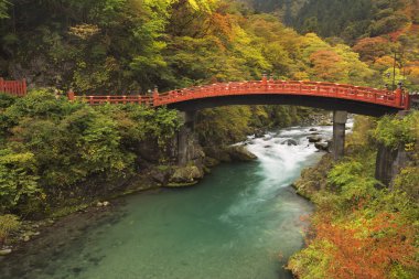 Shinkyo Köprüsü Japonya'da Nikko, sonbahar