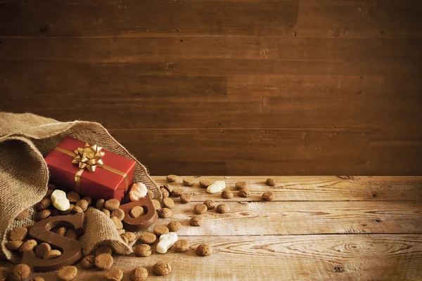 Bag with treats, for traditional Dutch holiday 'Sinterklaas' — стокове фото