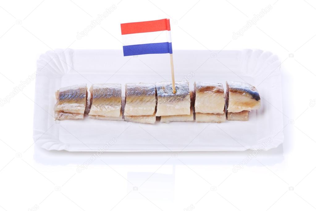 Dutch herring ('haring'), isolated on white