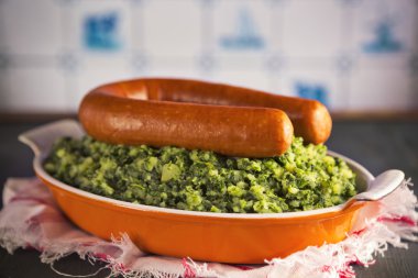 Dutch food: kale with smoked sausage or 'Boerenkool met worst'
