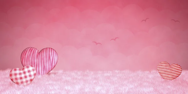 หัวใจเล็ก ๆ น่ารักบนพื้นหลังสีชมพู — ภาพถ่ายสต็อก