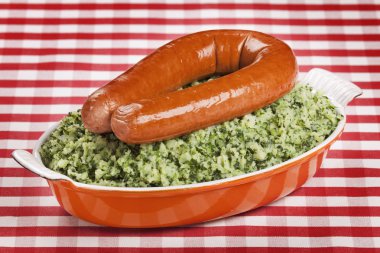 Dutch food: kale with smoked sausage or 'Boerenkool met worst'