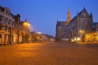 City of Haarlem, The Netherlands at night clipart