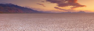 Cracked earth in remote Alvord Desert, Oregon, USA at sunrise clipart
