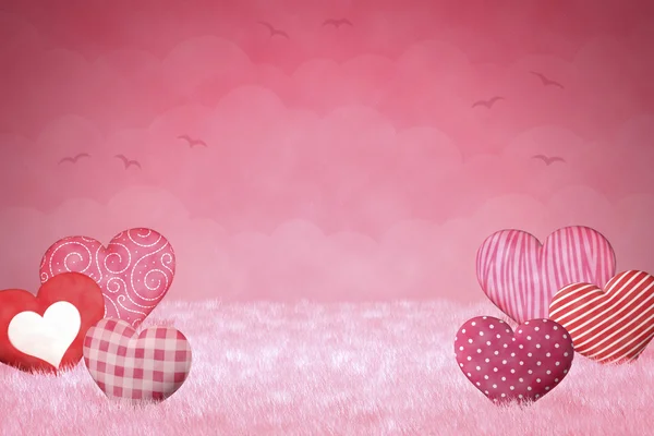 Симпатичные маленькие сердца на розовом фоне — стоковое фото