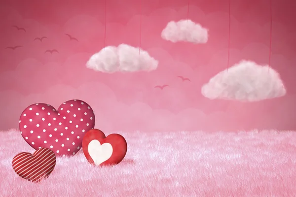 Söta små hjärtan på en rosa bakgrund — Stockfoto