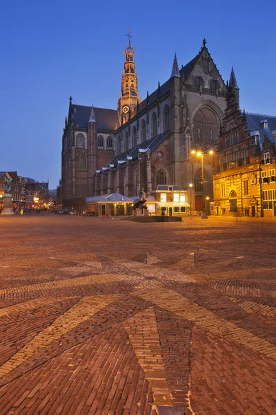 Città di Haarlem, Paesi Bassi di notte — Foto Stock