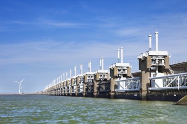 Eastern Scheldt storm barrier, clear day in Zeeland, The Netherl