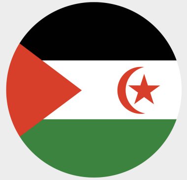 Demokratik Arap bayraklı bir Sahra bayrağı. Sahra Arap Demokratik Cumhuriyeti bayrağı yuvarlak şekilde izole edildi. - Evet. Yüksek kaliteli illüstrasyon