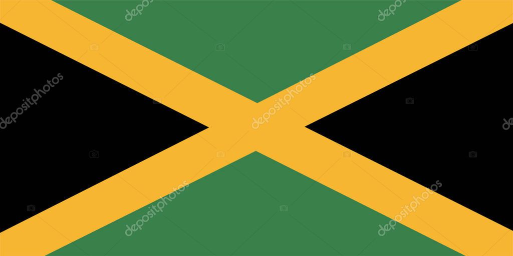 Official Jamaica flag. Jamaican badge. High quality illustration