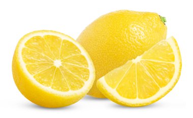 Olgun limon ve tam derinlikte beyaz arka planda yarım izole kesilmiş. Yüksek kalite fotoğraf