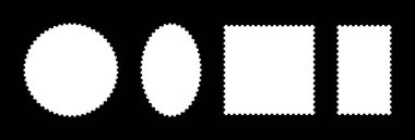 Posta pulu şablonu çerçeveleri ayarlandı. Kartpostallar, mektuplar, boş sınırlar, dikdörtgen ve daire şeklinde boş vintage pullar için zemin. Etiketler, etiketler, kuponlar, kıvrımlı, kıvrımlı, dalgalı kenarlı kutular