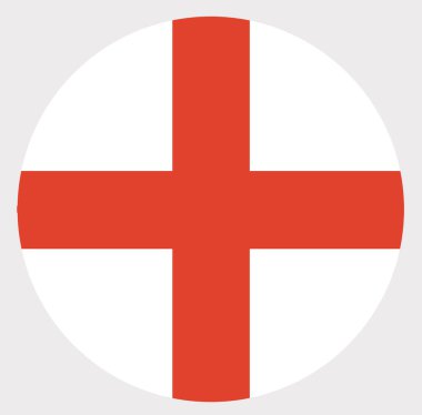 Yuvarlak Ulusal İngiltere bayrağı çemberde izole edildi. Yüksek kaliteli illüstrasyon