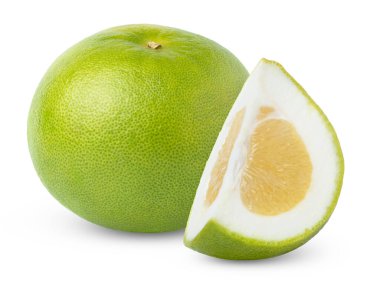 Greyfurt, tatlı yeşil narenciye ve izole edilmiş dilimler. Yüksek kalite fotoğraf