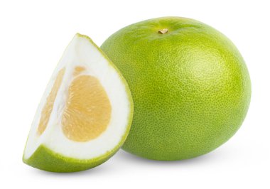 Taze sulu organik greyfurt, tatlı meyve ve izole edilmiş bir dilim. Yüksek kalite fotoğraf