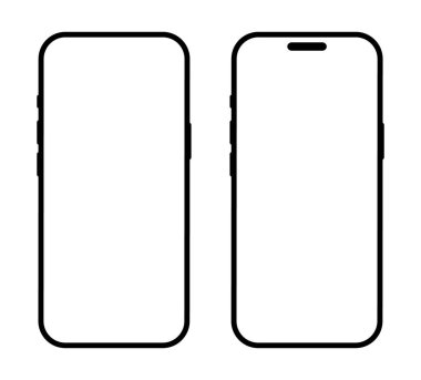 Gerçekçi akıllı telefon modeli koleksiyonu. Beyaz ekranlı cep telefonu vektörü beyaz arkaplanda izole edilmiş. Aygıt ön görünümü. Ui veya ux sunumu için gerçekçi, yüksek kalite akıllı telefon modeli seti