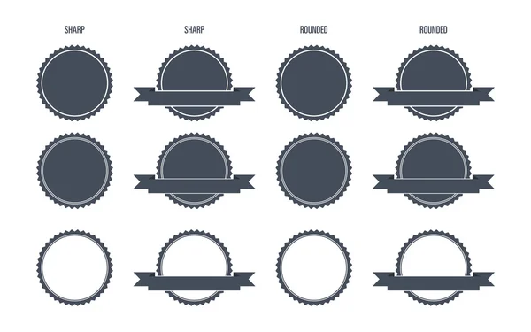 Logotipo de carimbo redondo em branco (bordas afiadas e arredondadas) Ilustração isolada —  Vetores de Stock