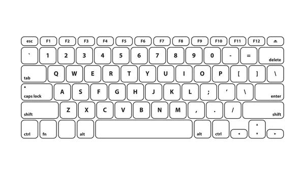 Beyaz klavye kontur Qwerty - izole vektör çizim
