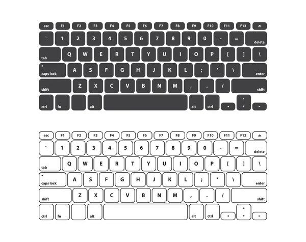 Siyah ve beyaz klavye kontur Qwerty - izole vektör çizim ayarla